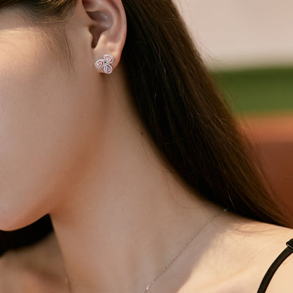 [ELAN LUXE]Ornate Flower Shape Pear Cut Lover Earrings