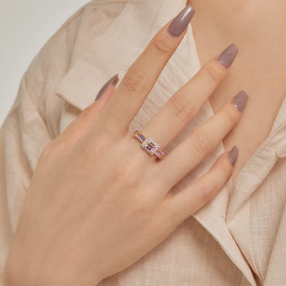 [ELAN LUXE]Exquisite Colorful Radiant Cut Party Ring