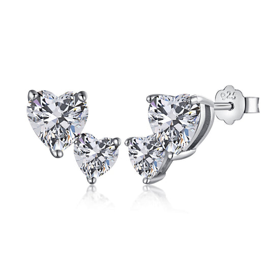 [ELAN LUXE]Double Heart-Shape Classic Princess Style Earrings