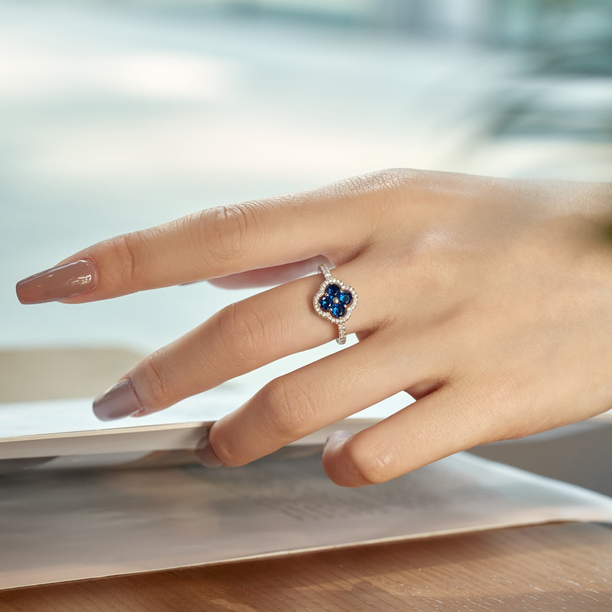 [ELAN LUXE]Four Leaf Clover Flower Design Ring