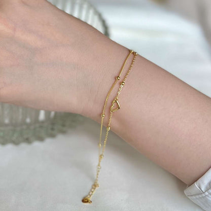 [ELAN LUXE]Dainty Double Layer Love Heart Bracelet