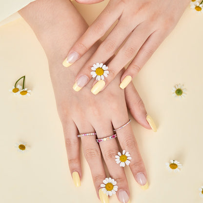 [ELAN LUXE]Ornate Colorful Round Cut Tennis Ring