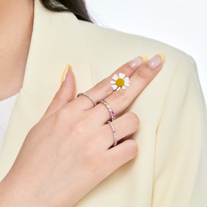 [ELAN LUXE]Ornate Colorful Round Cut Tennis Ring
