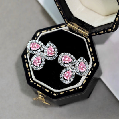 [ELAN LUXE]Ornate Flower Shape Pear Cut Lover Earrings