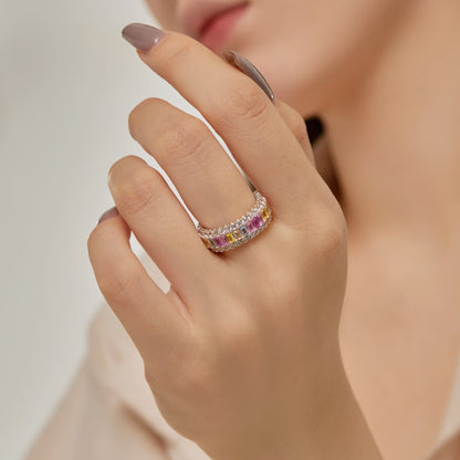 [ELAN LUXE]Dainty Colorful Radiant Cut Daily Ring