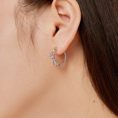 [ELAN LUXE]Dazzling Colorful Emerald Cut Daily Earrings