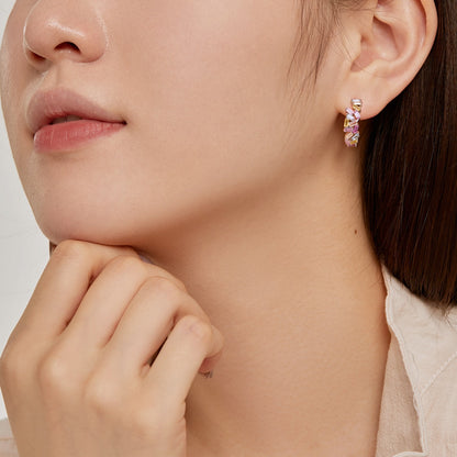 [ELAN LUXE]Dazzling Colorful Emerald Cut Daily Earrings