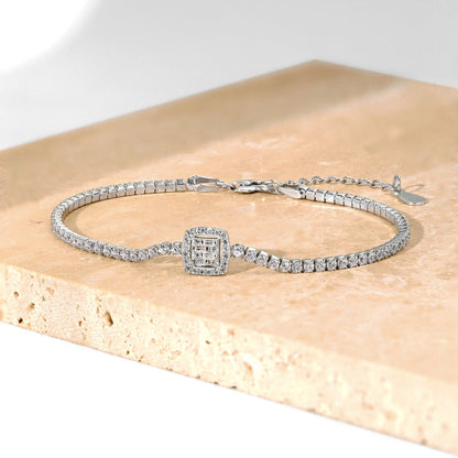 [ELAN LUXE]Luxurious Dazzling Square Shape Banquet Bracelet