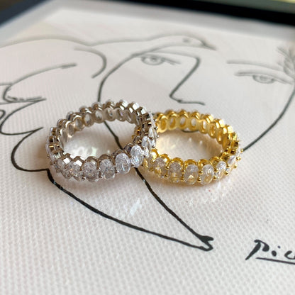 [ELAN LUXE]Ornate Oval Cut Tennis Ring