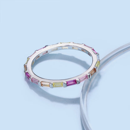 [ELAN LUXE]Exquisite Multicolored Emerald Cut Daily Ring