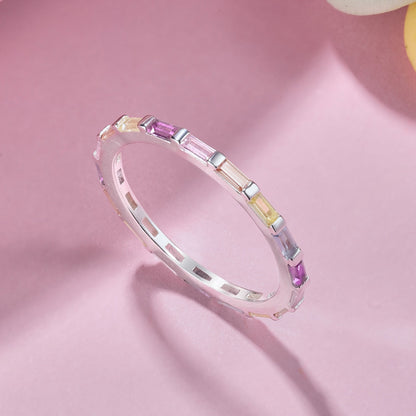 [ELAN LUXE]Exquisite Multicolored Emerald Cut Daily Ring