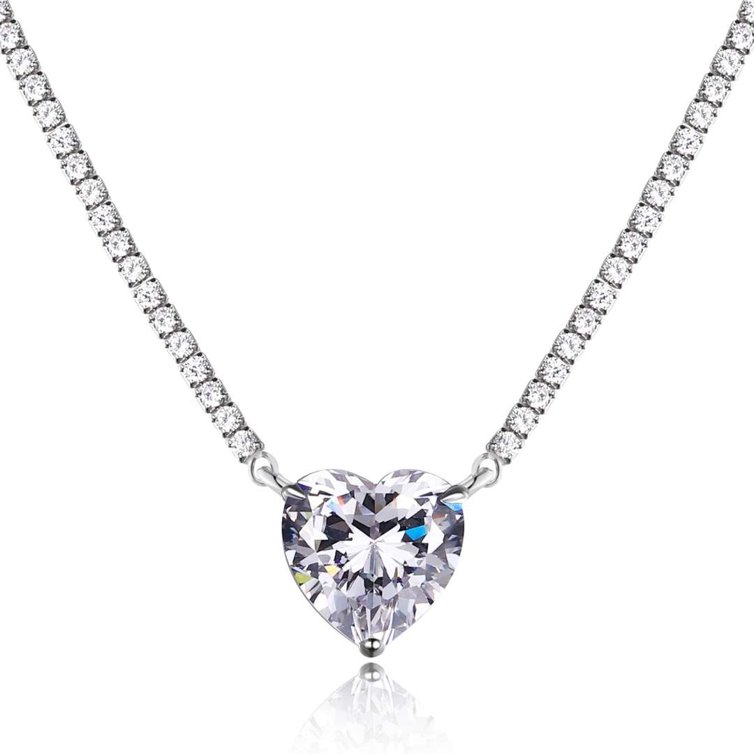 [ELAN LUXE]8.0 Carat Versatile Colorful Sweet Heart-Shaped Tennis Necklace