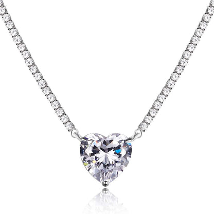 [ELAN LUXE]8.0 Carat Versatile Colorful Sweet Heart-Shaped Tennis Necklace