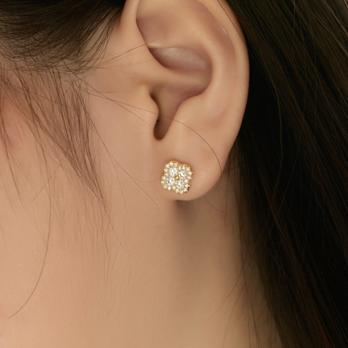 [ELAN LUXE]Four-Leaf Clover Flower Shaped Earrings