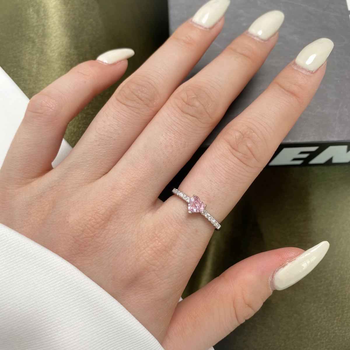 [ELAN LUXE]0.5 Carat CaratEternity Charming Heart Shape Lover Ring