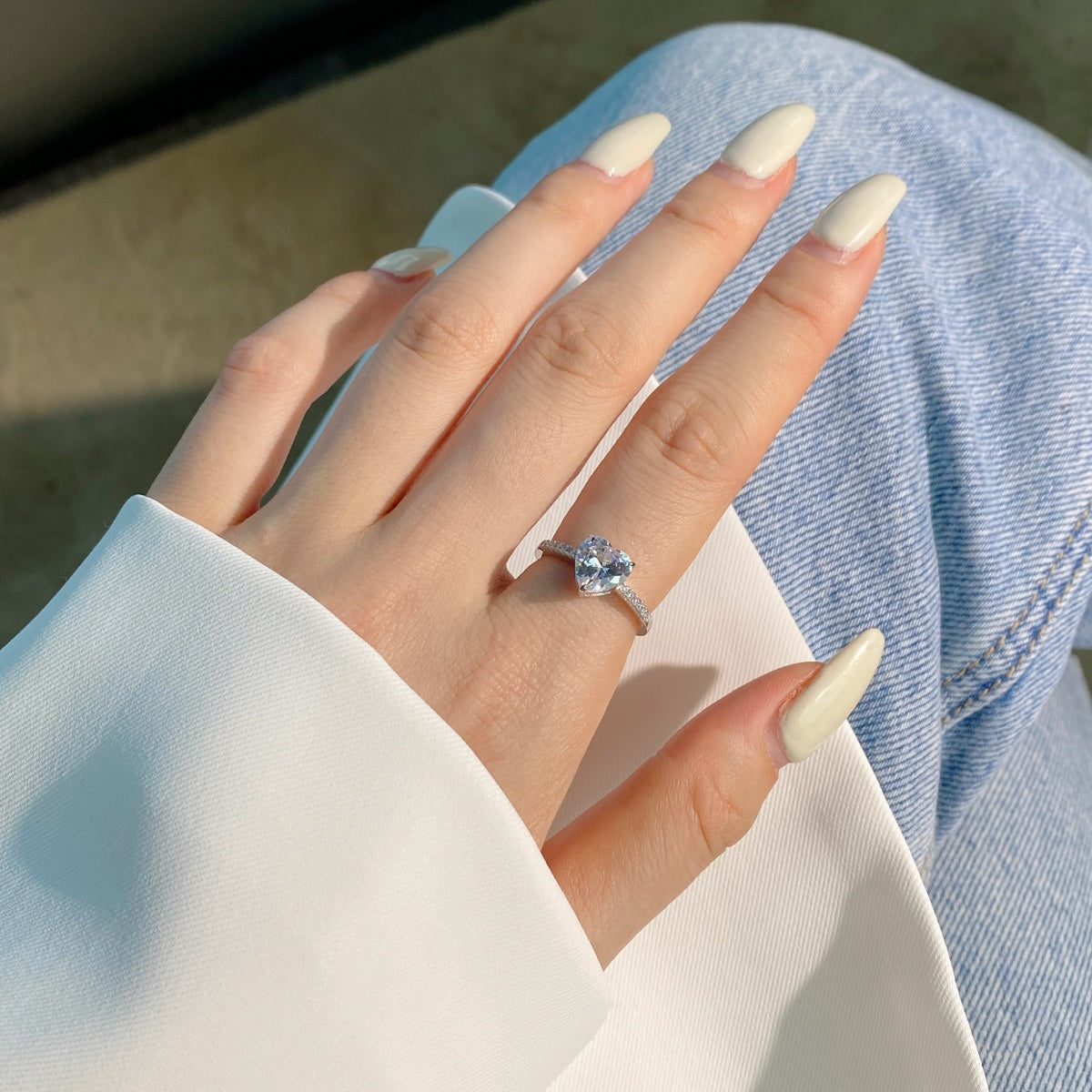 [ELAN LUXE]2.0 Carat Dazzling Lustrous Heart Cut Lover Ring