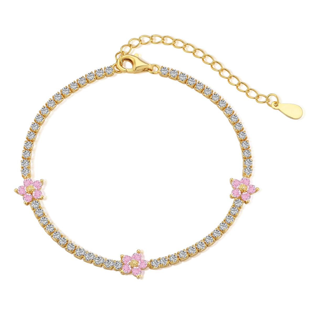 [ELAN LUXE]Sparkling Flower Shape Tennis Bracelet