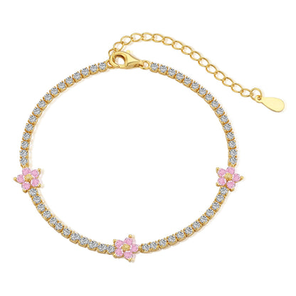 [ELAN LUXE]Sparkling Flower Shape Tennis Bracelet