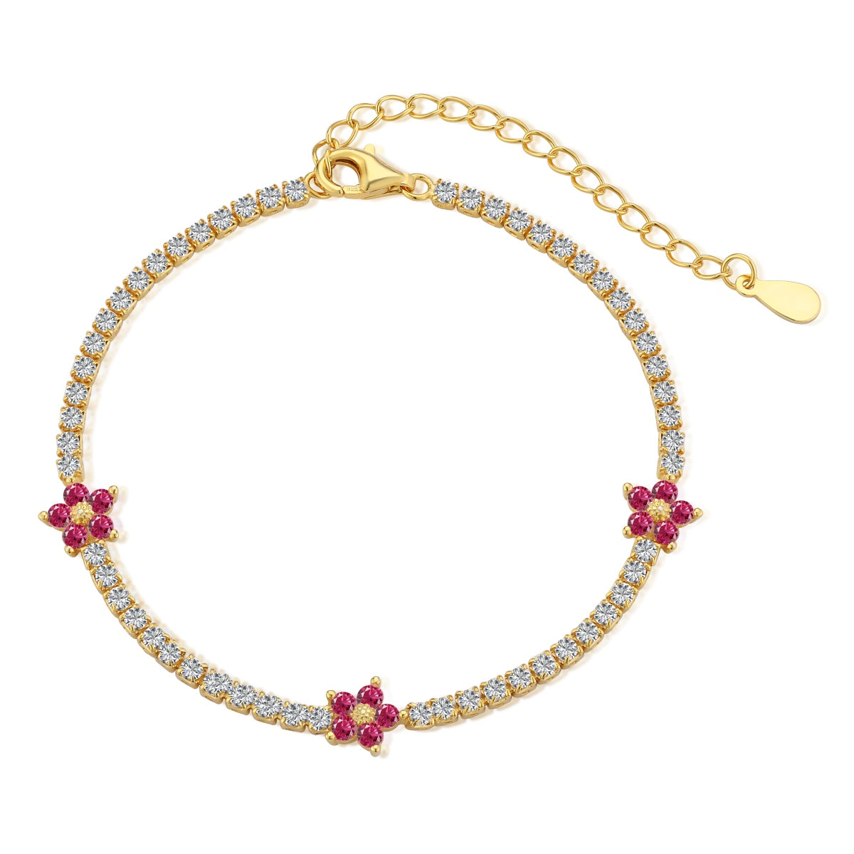 [ELAN LUXE]Sparkling Flower Shape Tennis Bracelet