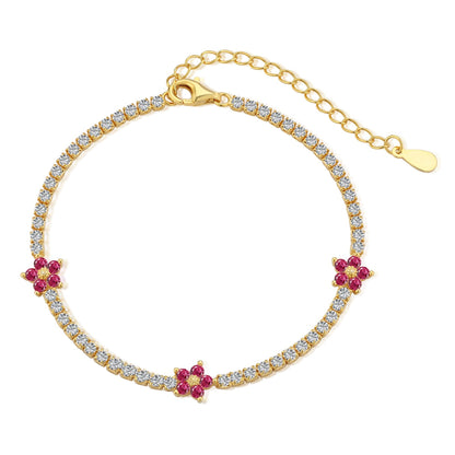 [ELAN LUXE]Sparkling Flower Shape Tennis Bracelet
