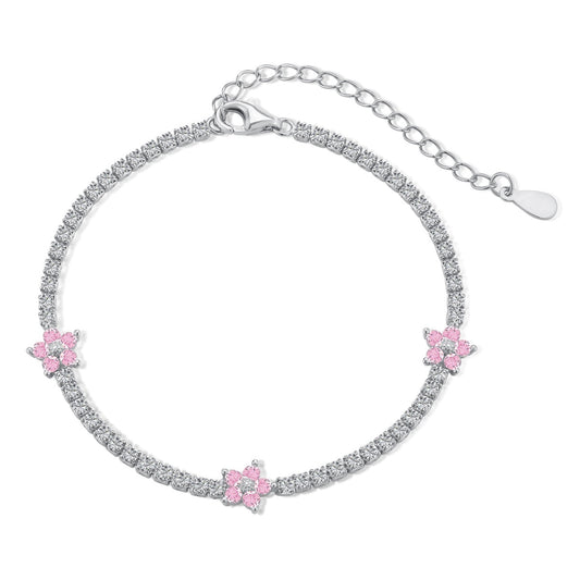 [ELAN LUXE]Sparkling Flower Shape Tennis Bracelet