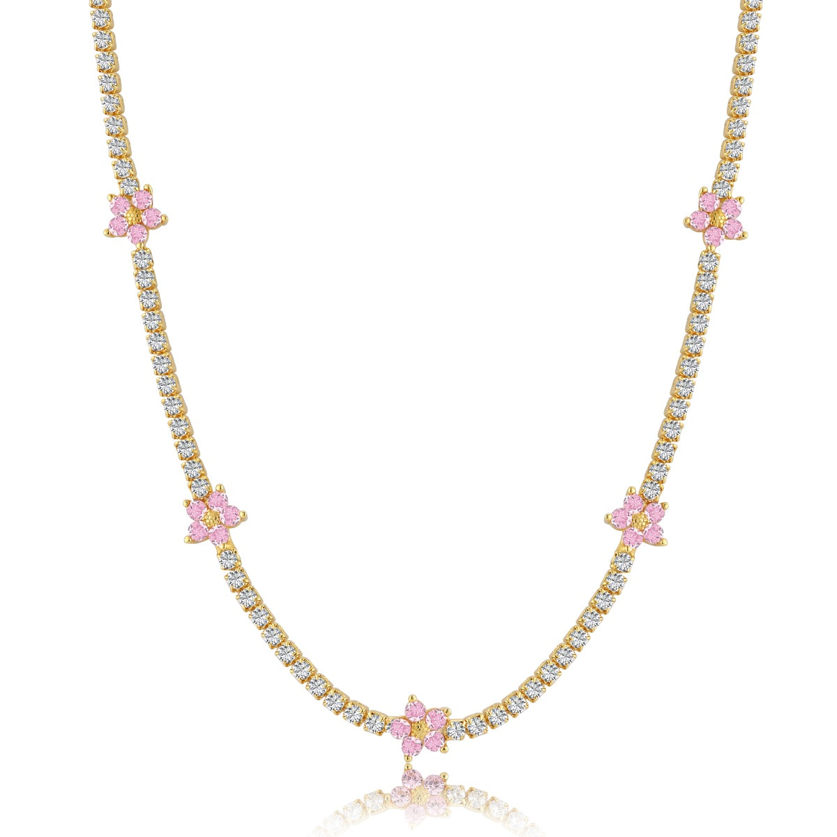 [ELAN LUXE]Luxurious Colorful Flower Tennis Necklace