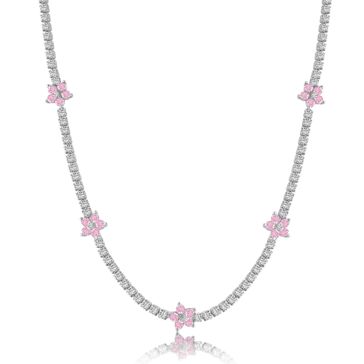 [ELAN LUXE]Luxurious Colorful Flower Tennis Necklace