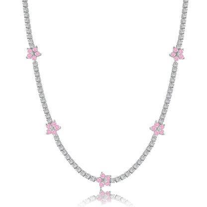 [ELAN LUXE]Luxurious Colorful Flower Tennis Necklace