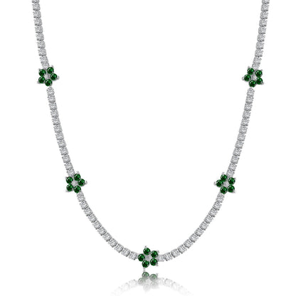 [ELAN LUXE]Luxurious Colorful Flower Tennis Necklace