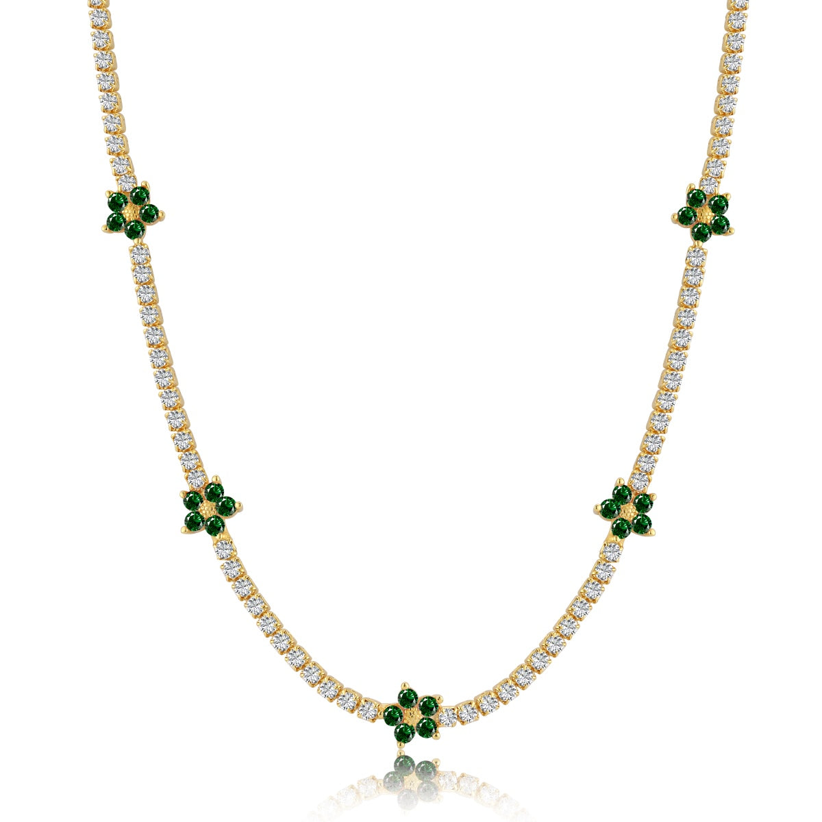[ELAN LUXE]Luxurious Colorful Flower Tennis Necklace