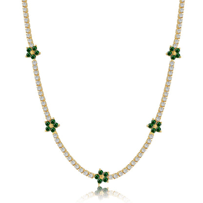 [ELAN LUXE]Luxurious Colorful Flower Tennis Necklace