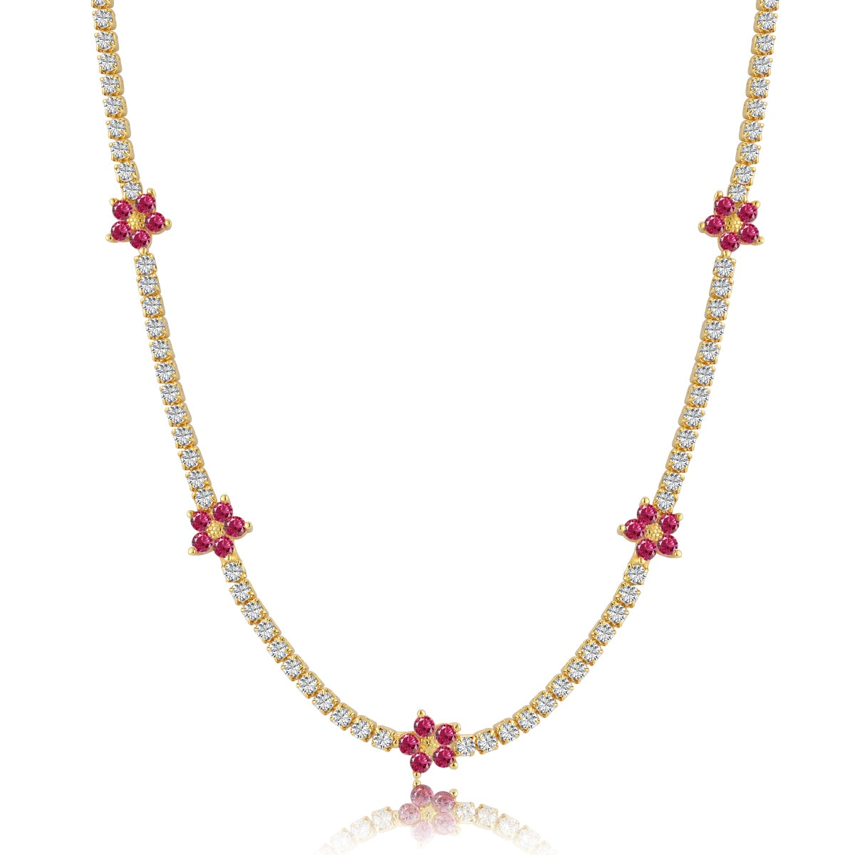 [ELAN LUXE]Luxurious Colorful Flower Tennis Necklace