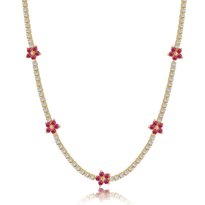 [ELAN LUXE]Luxurious Colorful Flower Tennis Necklace