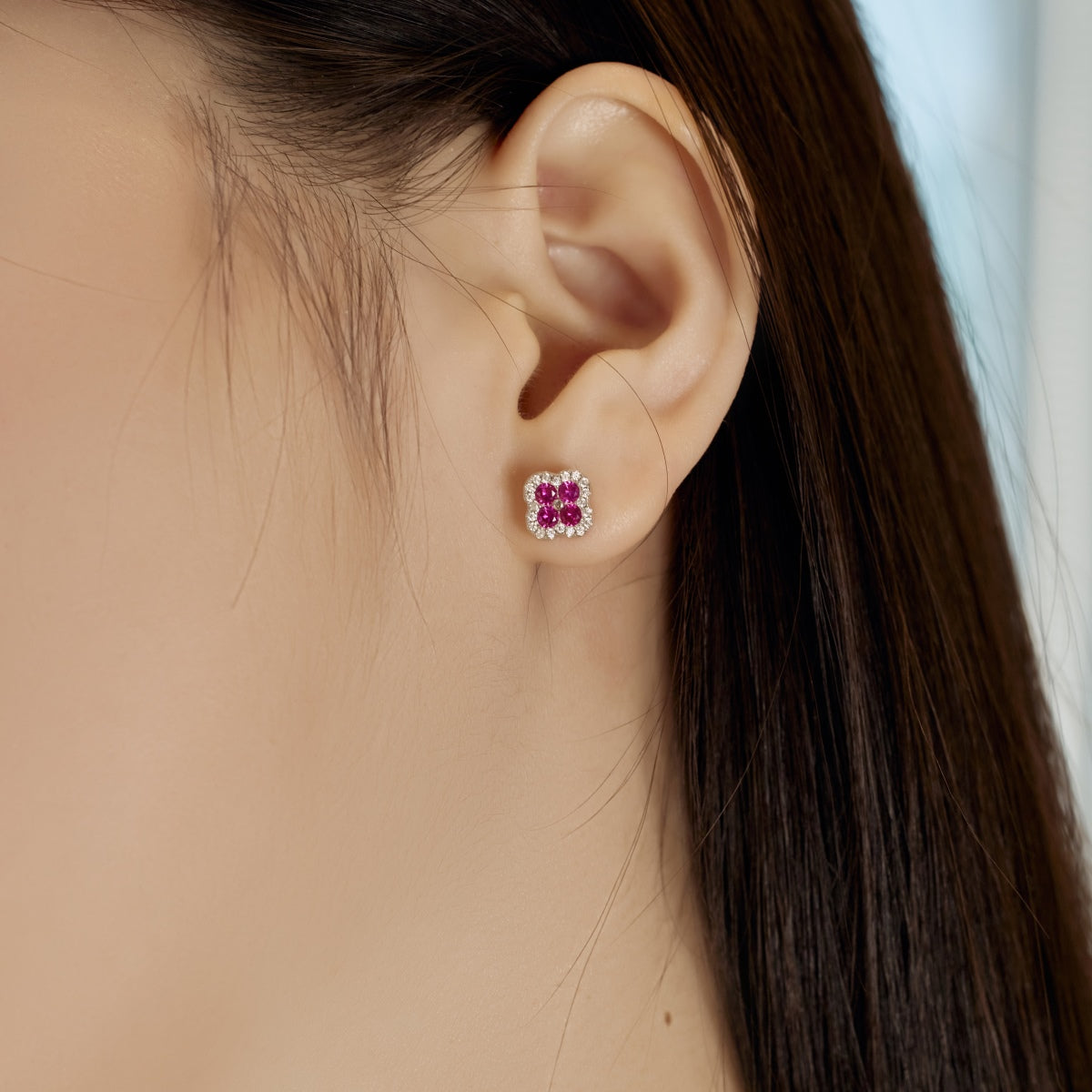 [ELAN LUXE]Four-Leaf Clover Flower Shaped Earrings