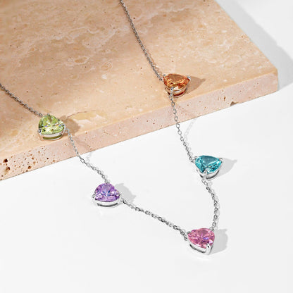[ELAN LUXE]Sparkling Colorful Heart Cut Necklace