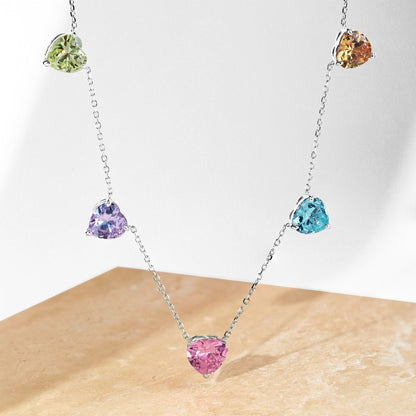 [ELAN LUXE]Sparkling Colorful Heart Cut Necklace