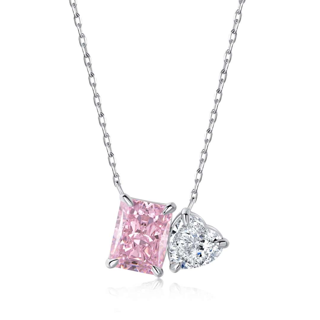 [ELAN LUXE]Dazzling Square & Heart Shape Necklace