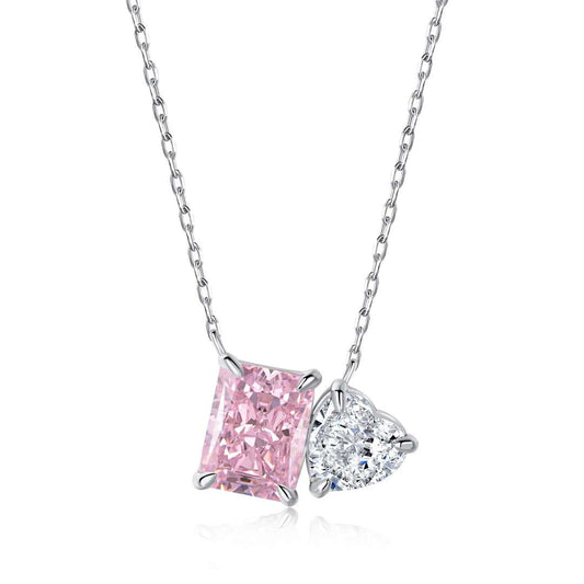 [ELAN LUXE]Dazzling Square & Heart Shape Necklace