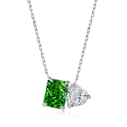 [ELAN LUXE]Dazzling Square & Heart Shape Necklace