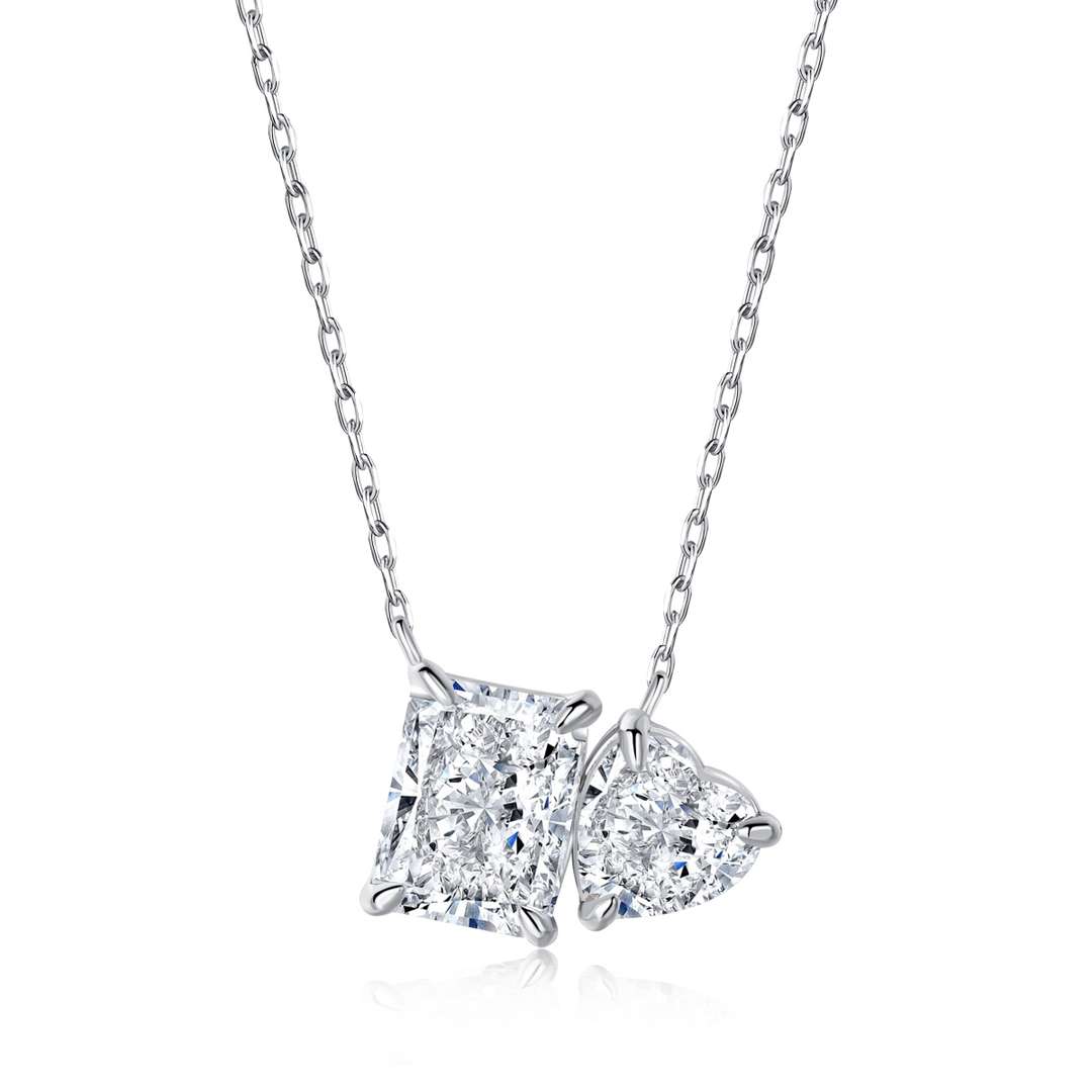 [ELAN LUXE]Dazzling Square & Heart Shape Necklace