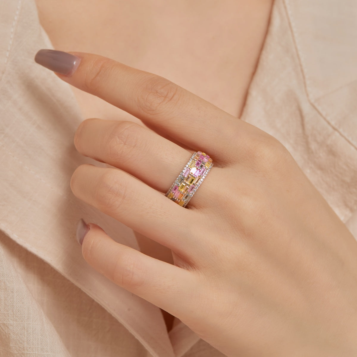[ELAN LUXE]Radiant Colorful Radiant Cut Daily Ring
