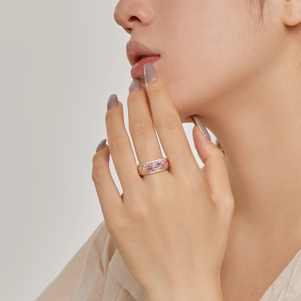 [ELAN LUXE]Radiant Colorful Radiant Cut Daily Ring