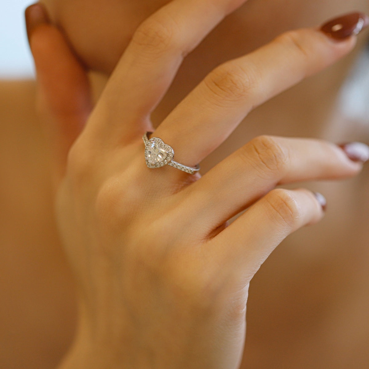 [ELAN LUXE]Eternity Splashy Romantic Heart Shape Lover Ring
