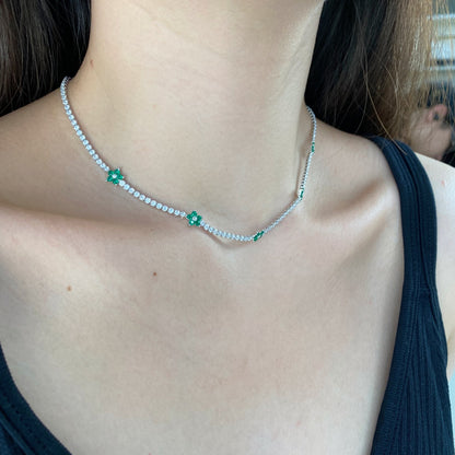 [ELAN LUXE]Luxurious Colorful Flower Tennis Necklace