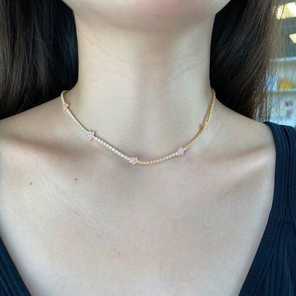 [ELAN LUXE]Luxurious Colorful Flower Tennis Necklace