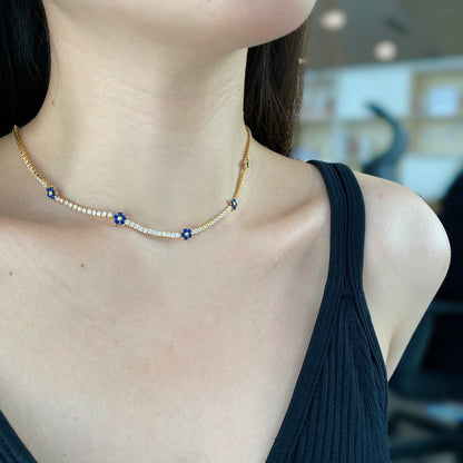 [ELAN LUXE]Luxurious Colorful Flower Tennis Necklace