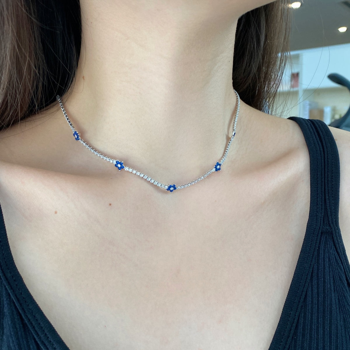 [ELAN LUXE]Luxurious Colorful Flower Tennis Necklace