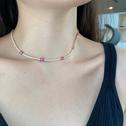 [ELAN LUXE]Luxurious Colorful Flower Tennis Necklace