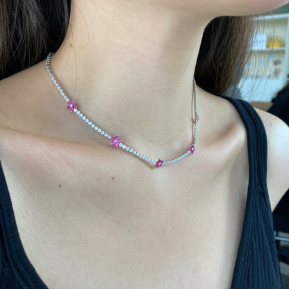 [ELAN LUXE]Luxurious Colorful Flower Tennis Necklace