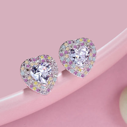 [ELAN LUXE]Dazzling Heart Shape Lover Earrings